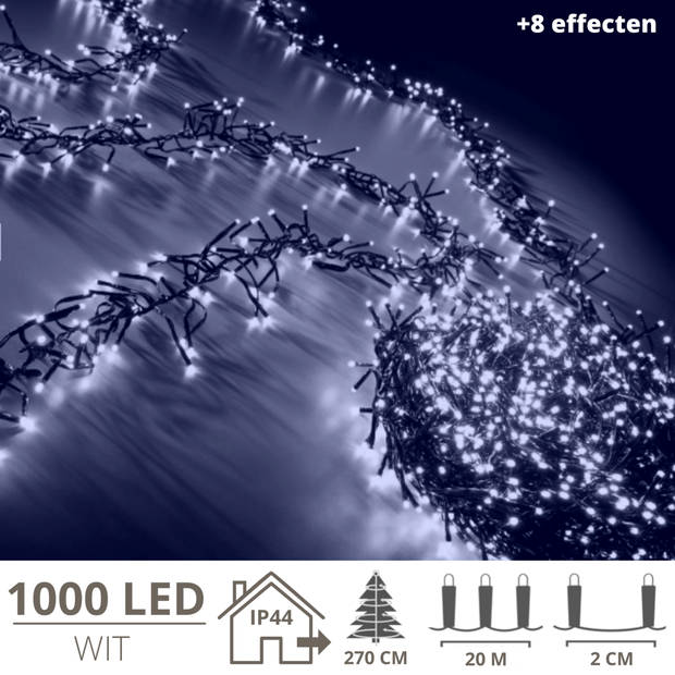 Kerstverlichting - Kerstboomverlichting - Clusterverlichting - Kerstversiering - Kerst - 1000 LED's - 20 meter - Wit