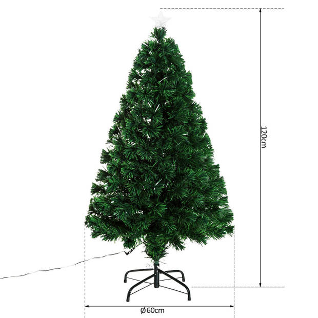 Kunstkerstboom met glasvezel verlichting en decoratie - Kerstboom - Kerst - LED - 120 cm
