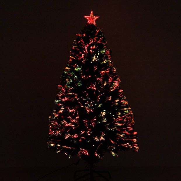 Kunstkerstboom met glasvezel verlichting en decoratie - Kerstboom - Kerst - LED - 120 cm