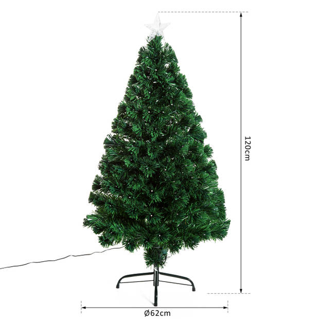 Kerstboom met LED verlichting - Glasvezel - Kunstkerstboom - Kerst - Kerstversiering - 120 cm