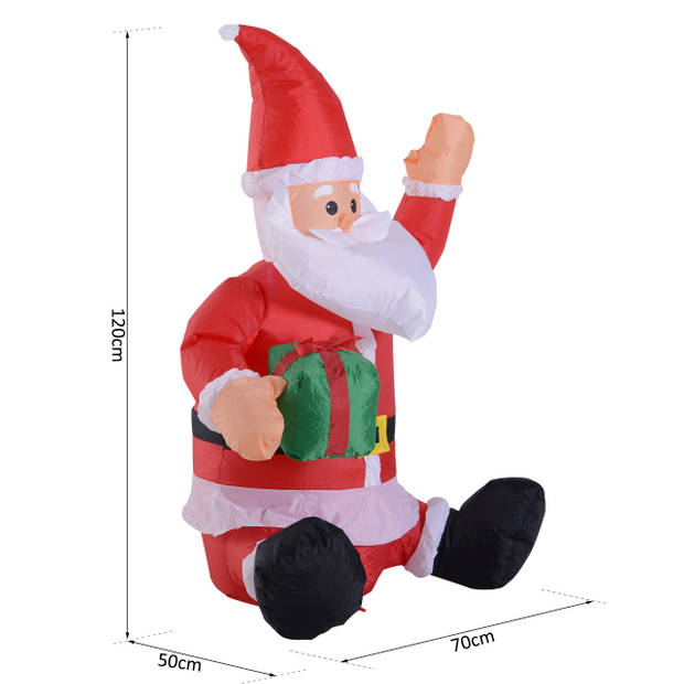 Opblaasbare Kerstman met cadeau en verlichting â€“ 120 cm - LED