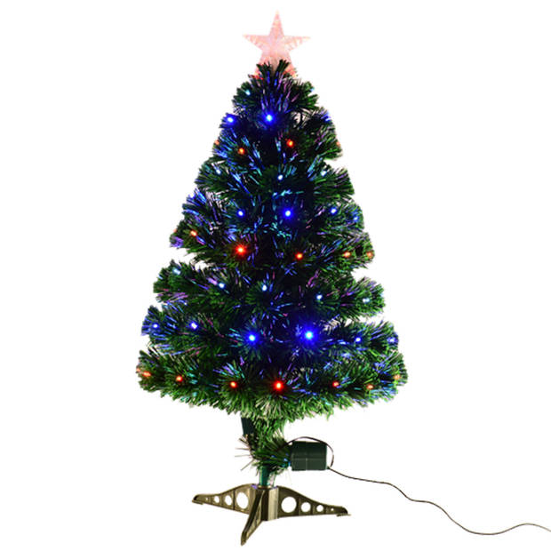 Kunstkerstboom met glasvezel verlichting en decoratie - Kerstboom - Kerst - LED - 90 cm