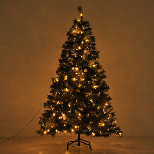 ChristmasGoodz - Kunstkerstboom - Kunstkerstboom met verlichting - 200 Led - Kerstballen - 180 cm - Kerstboom met ver...