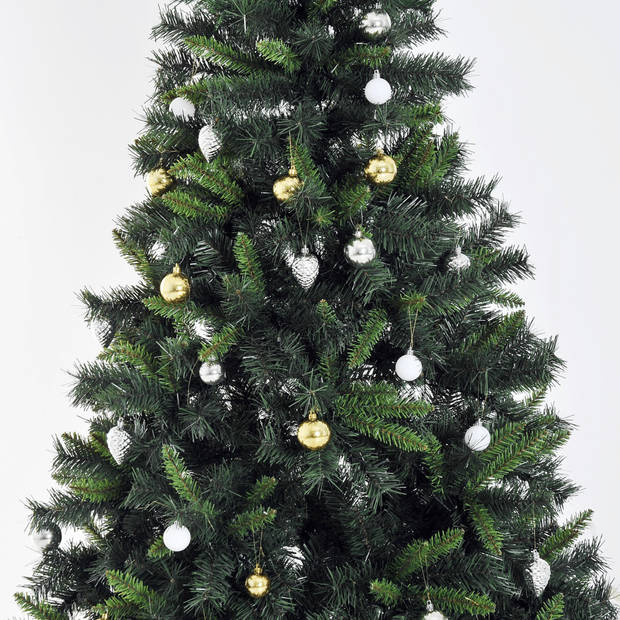 ChristmasGoodz - Kunstkerstboom - Kunstkerstboom met verlichting - 200 Led - Kerstballen - 180 cm - Kerstboom met ver...