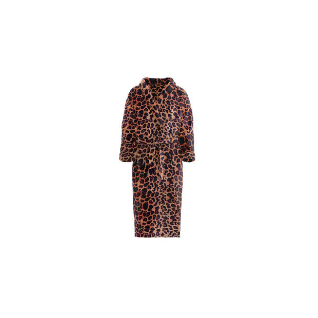 LINNICK Flanel Fleece Badjas Leopard - bruin - M