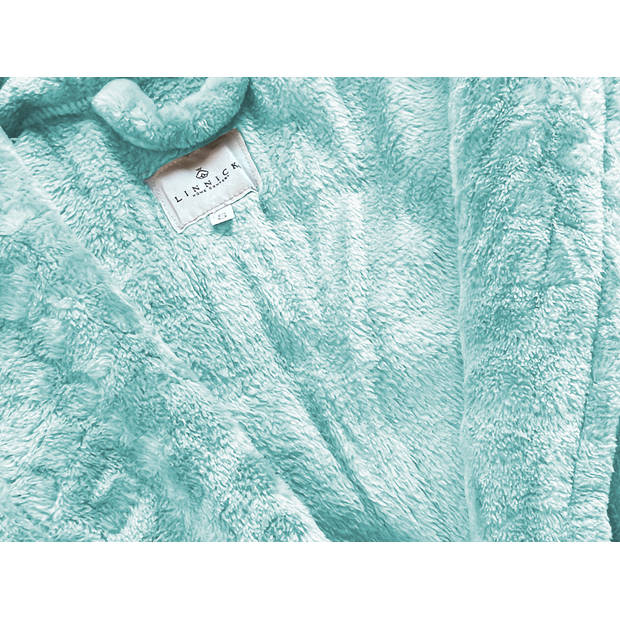 LINNICK Flanel Fleece Badjas Croco - mint groen - XL