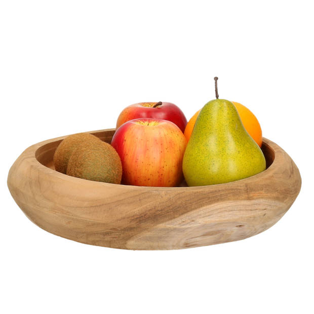 Fruitschaal teak hout rond 30 cm - Fruitschalen