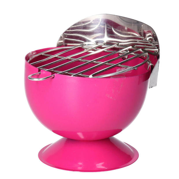 Asbak als BBQ vorm metaal 12 cm roze voor binnen/buiten - Asbakken