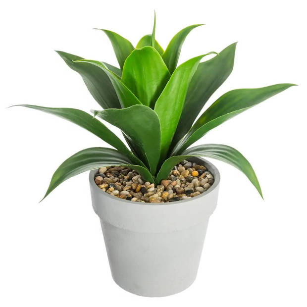 Atmosphera Aloe Vera kunstplant in pot van cement 34 cm - Kunstplanten