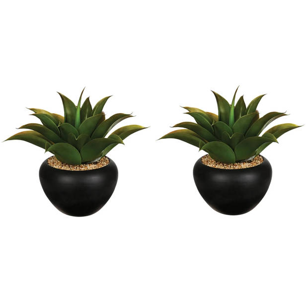 Set van 2x stuks atmosphera Aloe Vera kunstplanten in keramische pot 37 cm - Kunstplanten