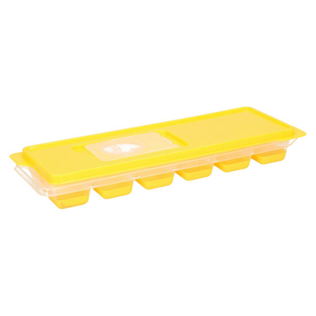 Set van 3x stuks trays met ijsklontjes/ijsblokjes vormpjes 12 vakjes kunststof rood met afsluitdekse - IJsblokjesvormen