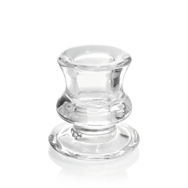 Glazen transparante kandelaar/kaarsenhouder voor dinerkaarsen 6 cm - kaars kandelaars