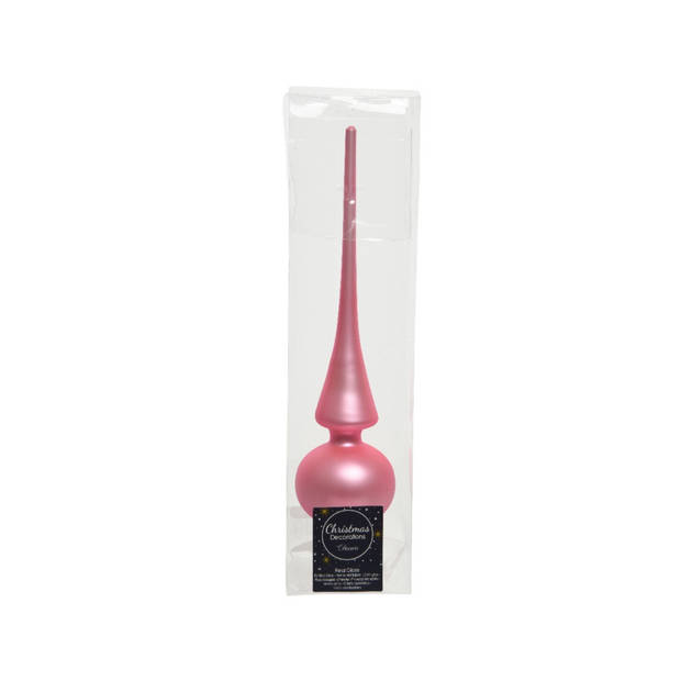 Glazen kerstboom piek lippenstift roze mat 26 cm - kerstboompieken