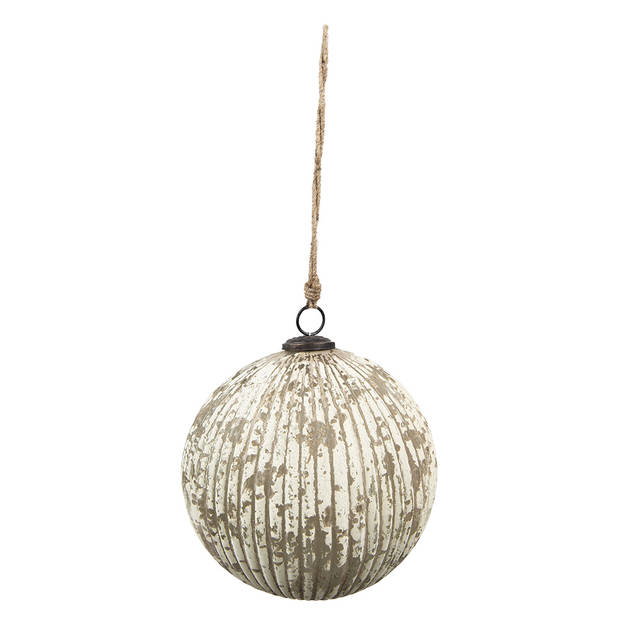 Clayre & Eef Kerstbal Ø 20 cm Beige Glas Rond Kerstdecoratie Beige Kerstdecoratie