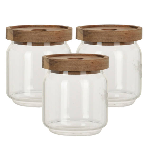 Set van 3x stuks glazen luxe keuken voorraadpot/voorraadbus 400 ml - Voorraadpot