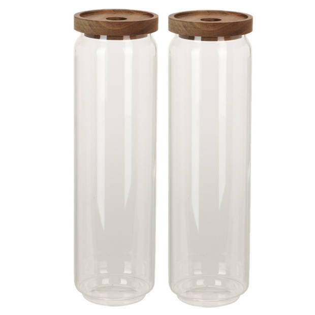 Set van 2x stuks glazen luxe keuken voorraadpot/voorraadbus 1500 ml - Voorraadpot