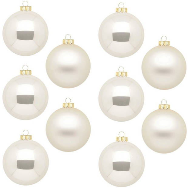 Christmas Goods Kerstballen set - 20x stuks - glas - champagne - 6 cm - mat en glans - kerstversiering - Kerstbal