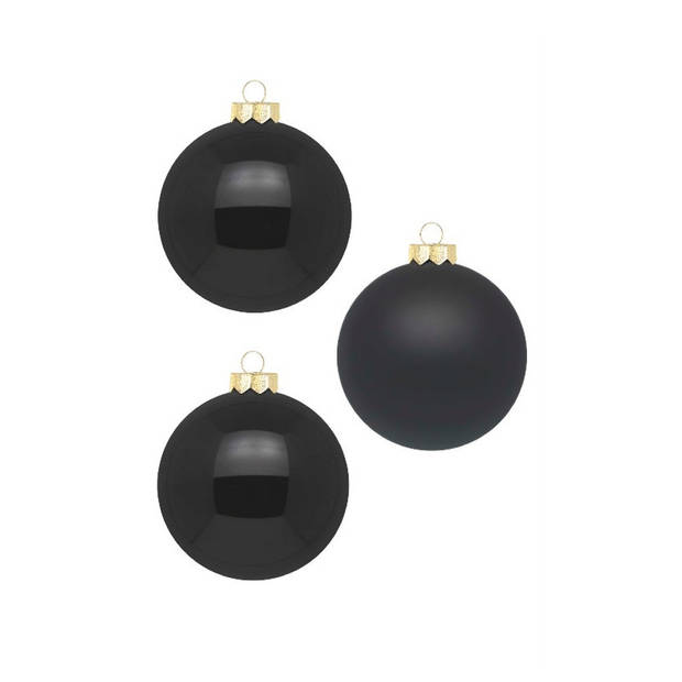 Inge Christmas grote kerstballen - 6x - zwart - 10 cm - glas - Kerstbal