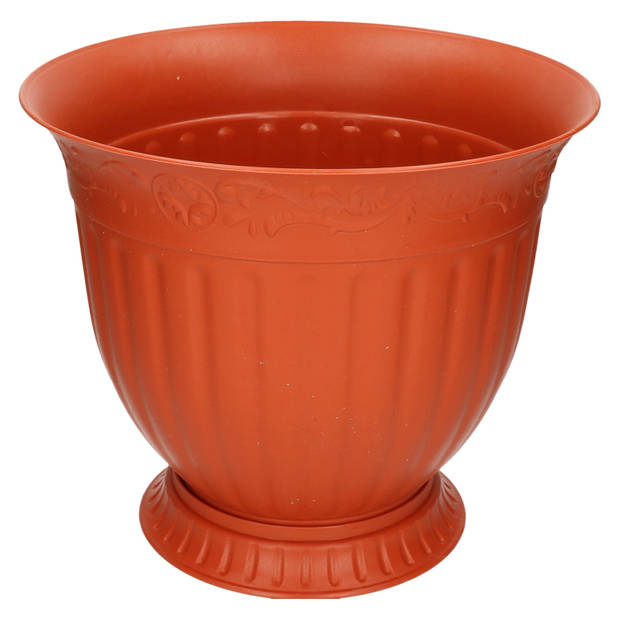 Hega Hagor Plantenpot - bruin - kunststof - 30 x 34 cm - incl. schaal - Plantenpotten