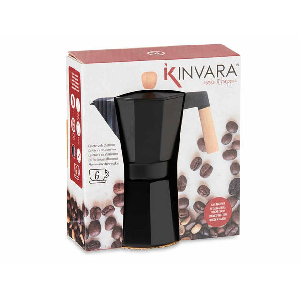 Kinvara Percolator Italiaans koffiezetaparaat - Aluminium - zwart - 300 ml&nbsp;- Koffiezetter - Percolators