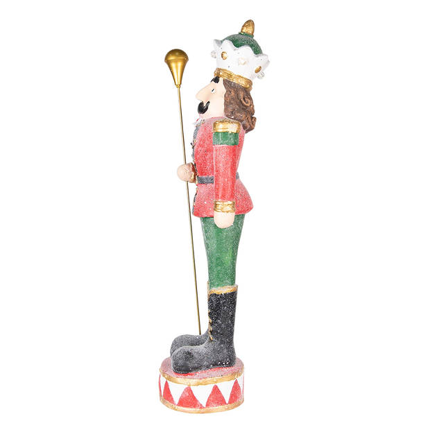 Clayre & Eef Beeld Notenkraker 89 cm Rood Groen Polyresin Kerstdecoratie Rood Kerstdecoratie