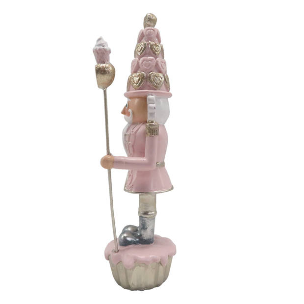 Clayre & Eef Beeld Notenkraker 16 cm Roze Polyresin Kerstdecoratie Roze Kerstdecoratie