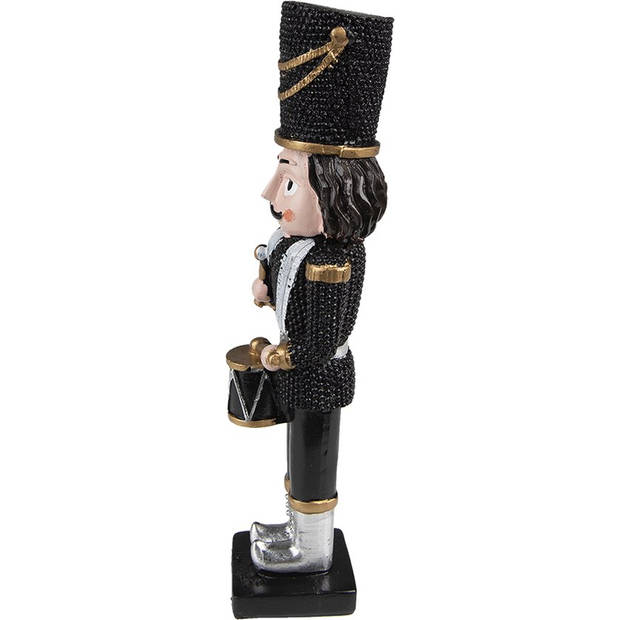 Clayre & Eef Beeld Notenkraker 16 cm Zwart Polyresin Kerstdecoratie Zwart Kerstdecoratie