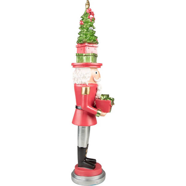 Clayre & Eef Beeld Notenkraker 51 cm Rood Groen Polyresin Kerstdecoratie Rood Kerstdecoratie