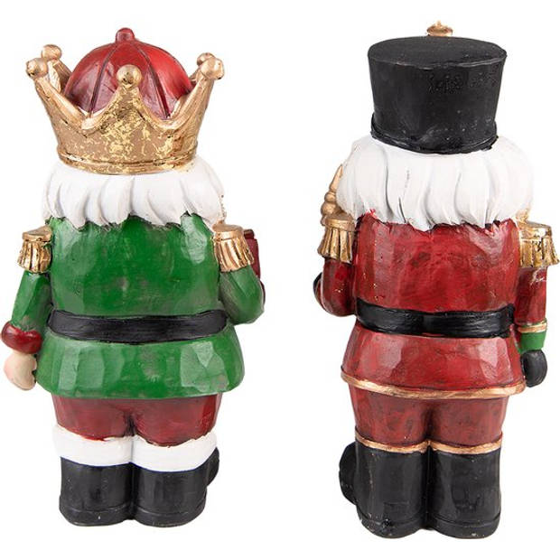 Clayre & Eef Beeld Notenkraker 21 cm Rood Groen Polyresin Kerstdecoratie Rood Kerstdecoratie