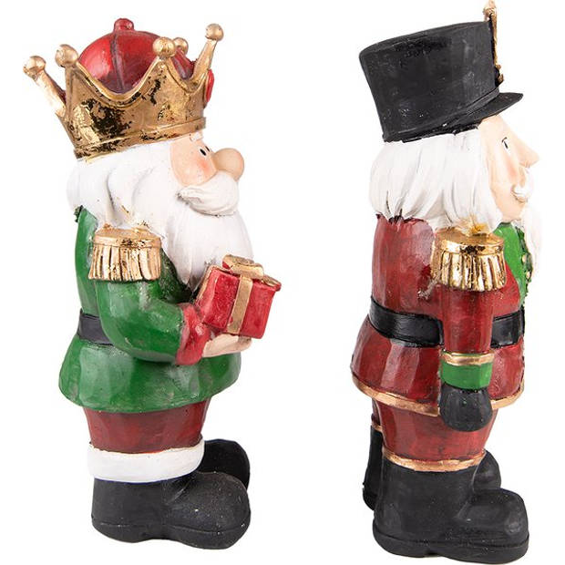 Clayre & Eef Beeld Notenkraker 21 cm Rood Groen Polyresin Kerstdecoratie Rood Kerstdecoratie