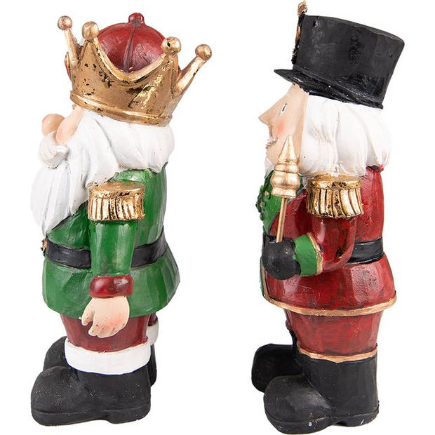 Clayre & Eef Beeld Notenkraker 21 cm Rood Groen Polyresin Kerstdecoratie Rood Kerstdecoratie