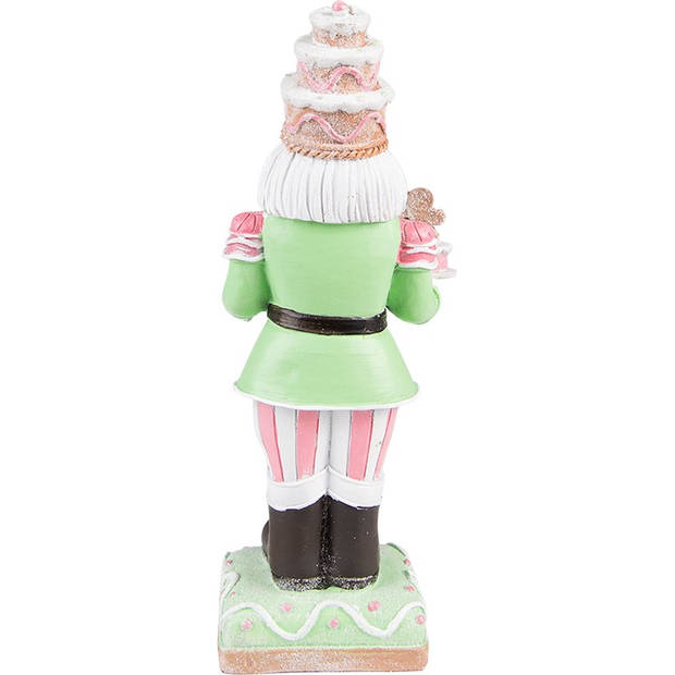 Clayre & Eef Beeld Notenkraker 24 cm Groen Roze Polyresin Kerstdecoratie Groen Kerstdecoratie