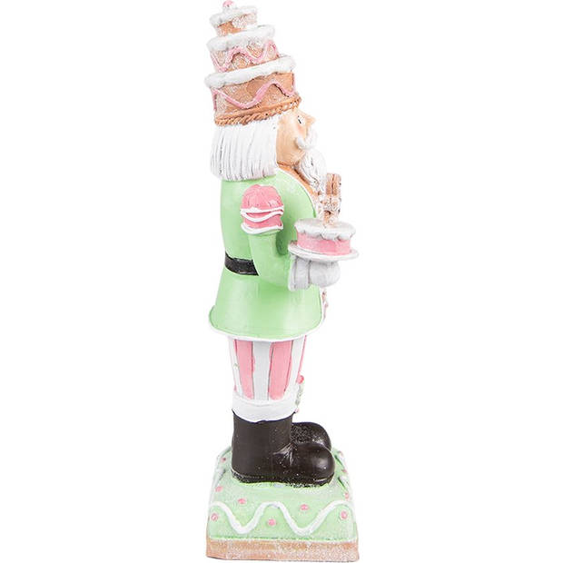 Clayre & Eef Beeld Notenkraker 24 cm Groen Roze Polyresin Kerstdecoratie Groen Kerstdecoratie