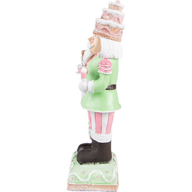 Clayre & Eef Beeld Notenkraker 24 cm Groen Roze Polyresin Kerstdecoratie Groen Kerstdecoratie