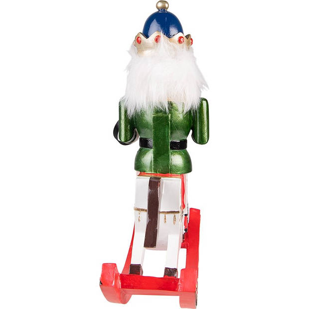 Clayre & Eef Beeld Notenkraker 29 cm Wit Groen Polyresin Kerstdecoratie Wit Kerstdecoratie