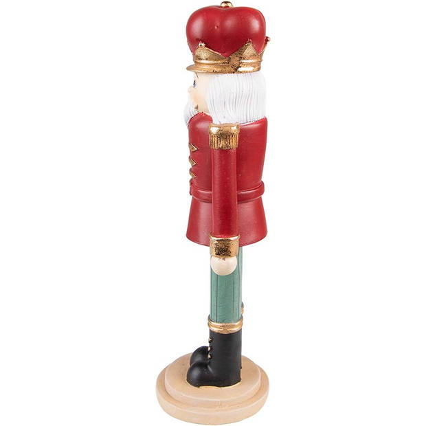 Clayre & Eef Beeld Notenkraker 28 cm Rood Groen Polyresin Kerstdecoratie Rood Kerstdecoratie