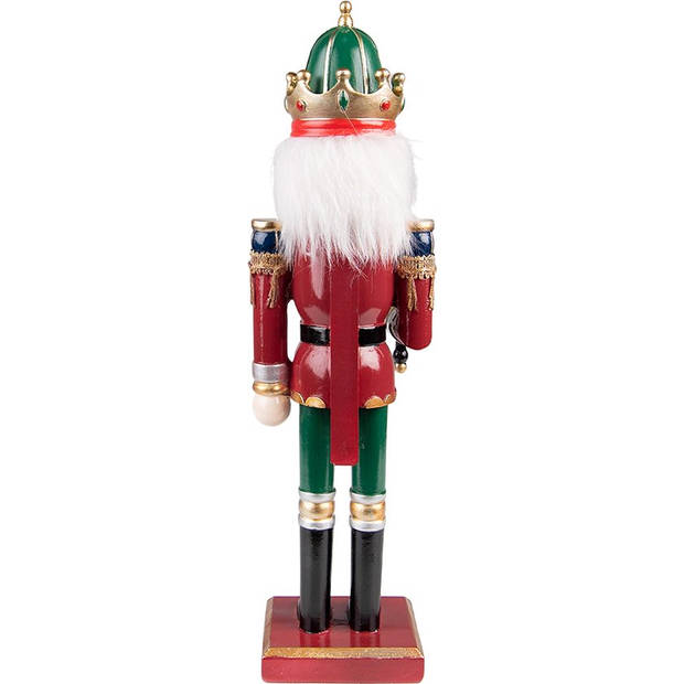 Clayre & Eef Beeld Notenkraker 30 cm Groen Rood Polyresin Kerstdecoratie Groen Kerstdecoratie