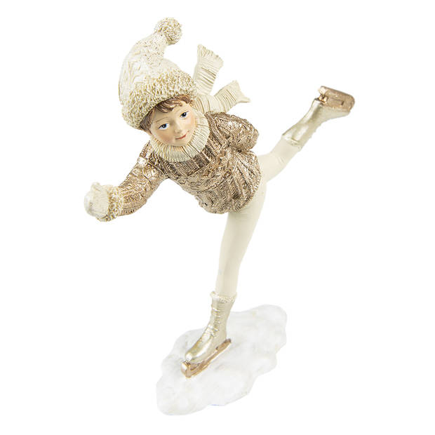 Clayre & Eef Beeld Kind 20 cm Beige Goudkleurig Polyresin Kerstdecoratie Beige Kerstdecoratie