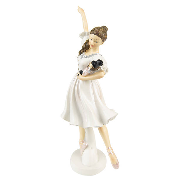 Clayre & Eef Beeld Ballerina 25 cm Wit Polyresin Woonaccessoires Wit Woonaccessoires