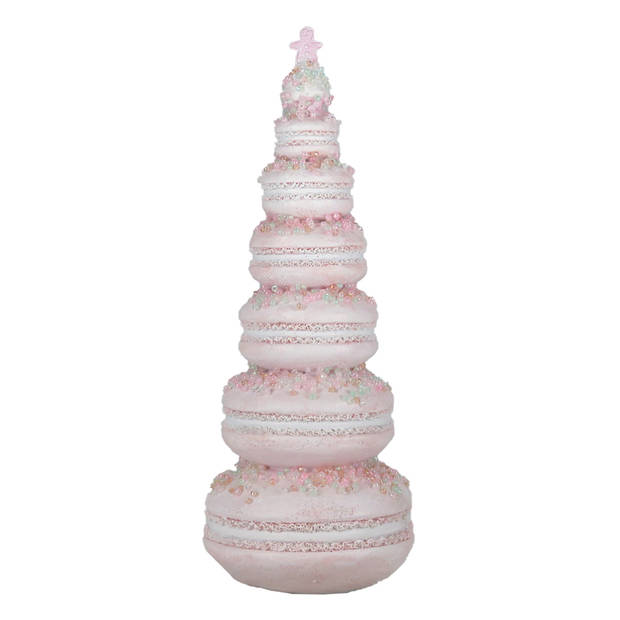 Clayre & Eef Beeld Macarons 20 cm Roze Wit Polyresin Woonaccessoires Roze Woonaccessoires