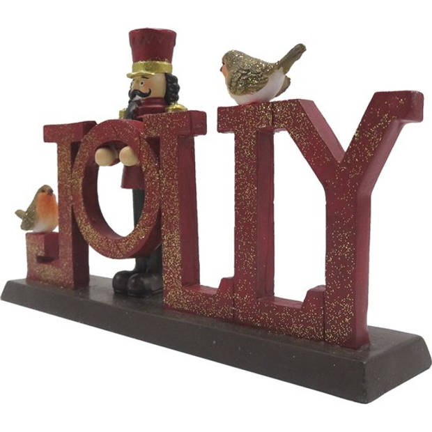 Clayre & Eef Beeld Notenkraker 18 cm Rood Polyresin Jolly Kerstdecoratie Rood Kerstdecoratie