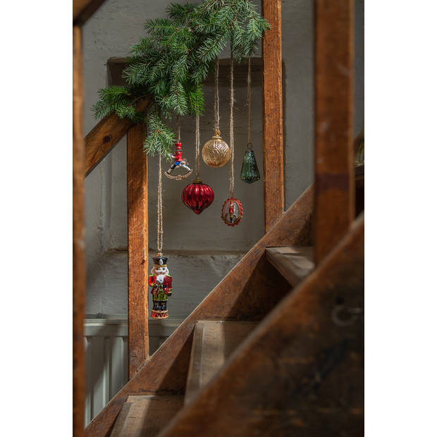 Clayre & Eef Kersthanger Notenkraker 10 cm Rood Kunststof Kerstbal Rood Kerstbal