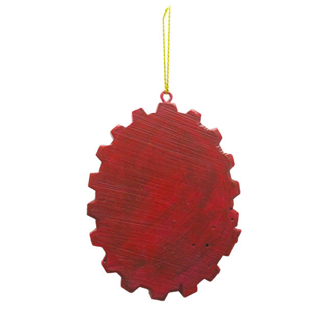 Clayre & Eef Kersthanger Notenkraker 8 cm Rood Wit Kunststof Kerstbal Rood Kerstbal