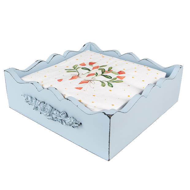 Clayre & Eef Servetten Papier Set van 20 33x33 cm (20) Wit Rood Papier Vierkant Zuurstok kerst Servetten Papieren Wit