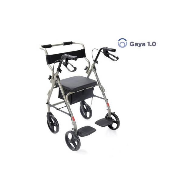 Moretti rolstoel / rollator met 4 wielen, zitting en een voetensteun.