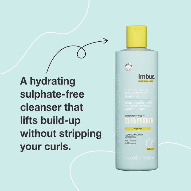 IMBUE. - Curl Liberating Shampoo - Sulfaatvrij - Voordeelverpakking - 2 x 400 ml
