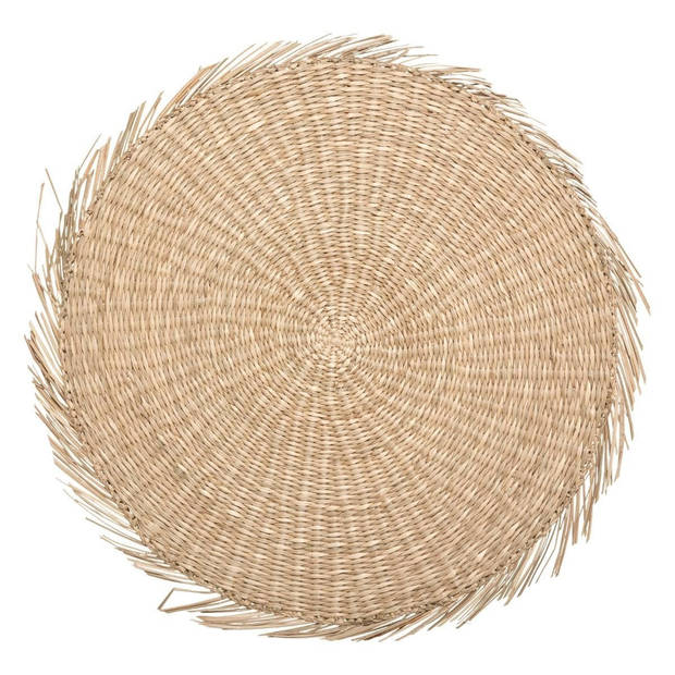 Set van 4x stuks ronde placemats raffia naturel 38 cm - Placemats