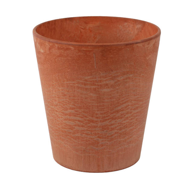 2x stuks plantenpot/bloempot in een natuursteen look Dia 27 cm en Hoogte 24 cm light terra cotta - Plantenpotten