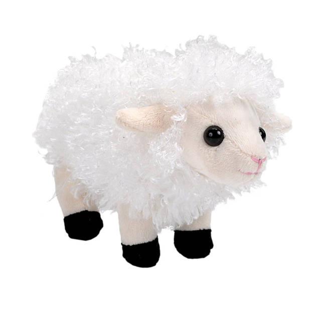 Wild Republic Pluche knuffel Lammetje/schaap van ongeveer 13 cm - Speelgoed knuffelbeesten - Knuffel boederijdieren