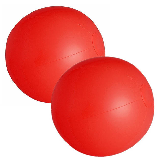 2x stuks opblaasbare zwembad strandballen plastic rood 28 cm - Strandballen